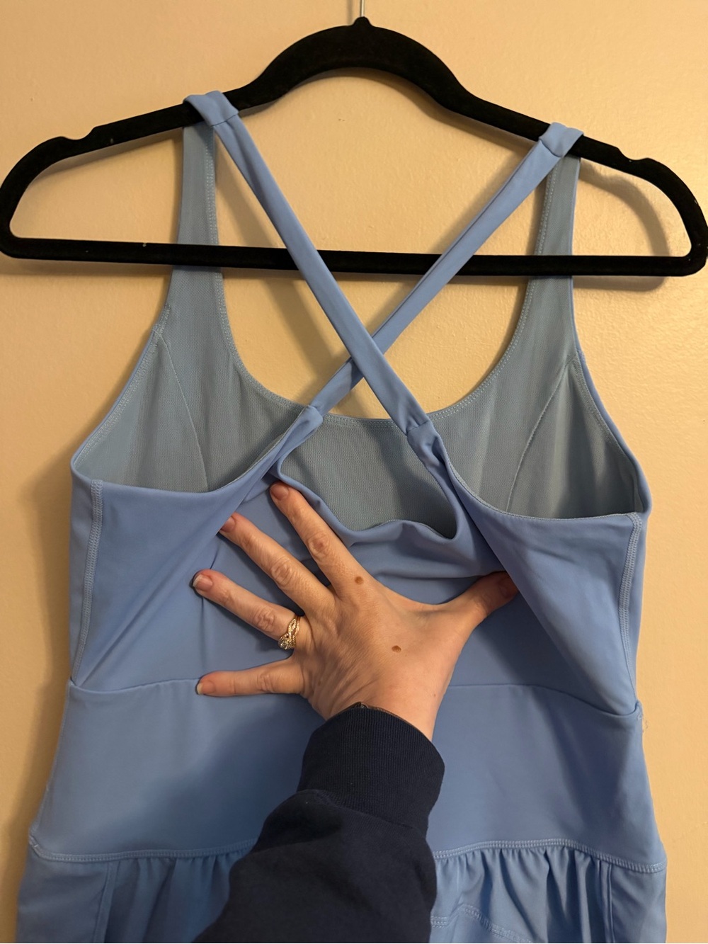 Sky Blue Keyhole Romper with Cross-Back Straps - Picture 4 of 5